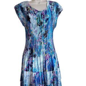 Satin Mini Pleat - Paint Splatter Aqua-Purple One Size Fits  - S-XL